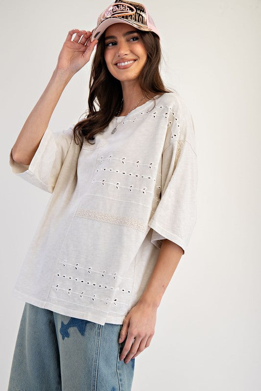 Lace Mix Mineral Washed Top