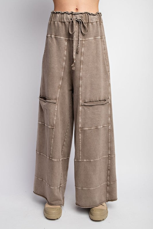 Acid Washed Terry Knit Cargo Pants